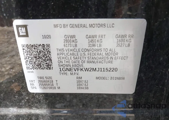 1GNEVFKW2MJ115220: 42155863