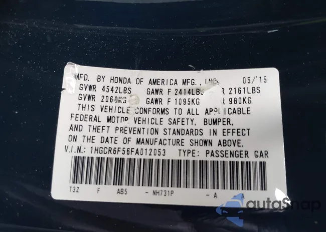 1HGCR6F56FA012053: 42155098