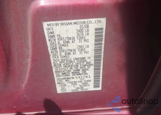 5N1AN08W28C537781: 42155246