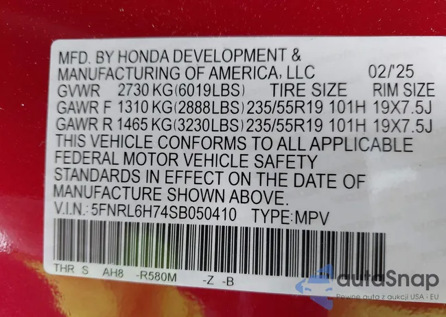 5FNRL6H74SB050410: 42155252