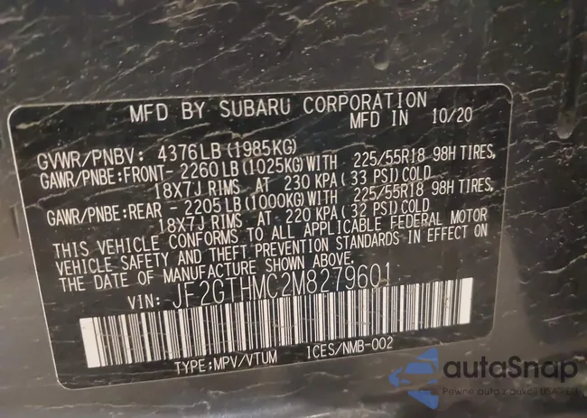 JF2GTHMC2M8279601: 42155253