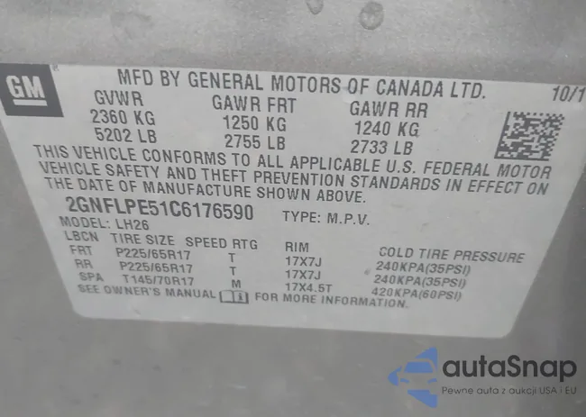 2GNFLPE51C6176590: 42156617