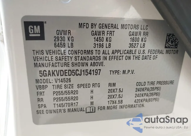 5GAKVDED5CJ154197: 42156694