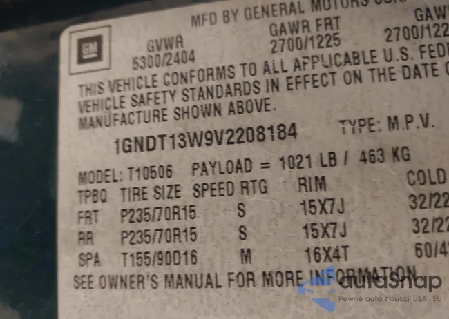 1GNDT13W9V2208184: 42156700