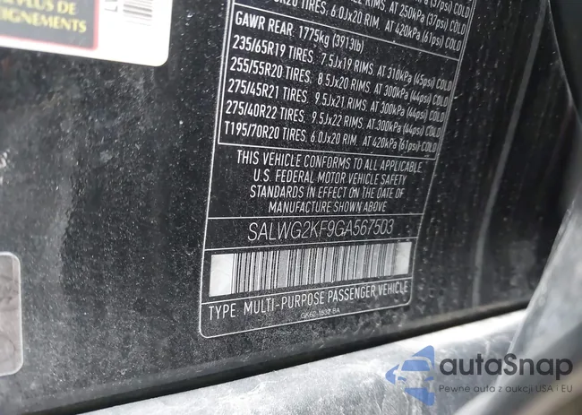 SALWG2KF9GA567503: 42156794