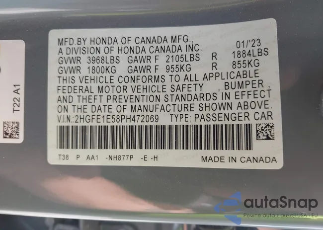 2HGFE1E58PH472069: 42156963