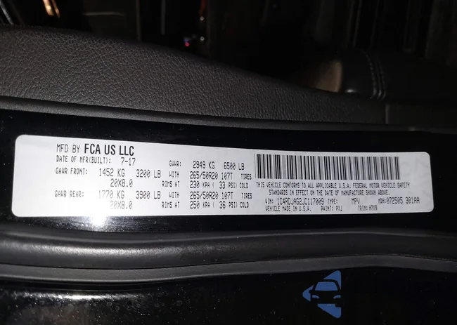 1C4RDJAG2JC117009: 42157003