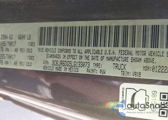 3C6JR6DG5LG133073: 42157007