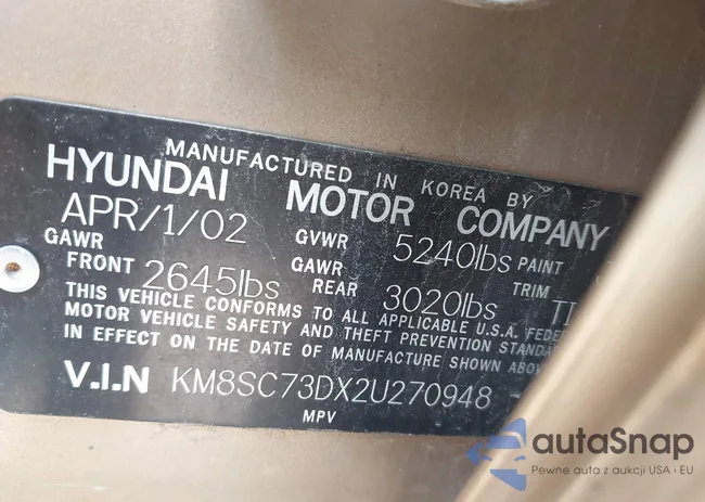 KM8SC73DX2U270948: 42157089