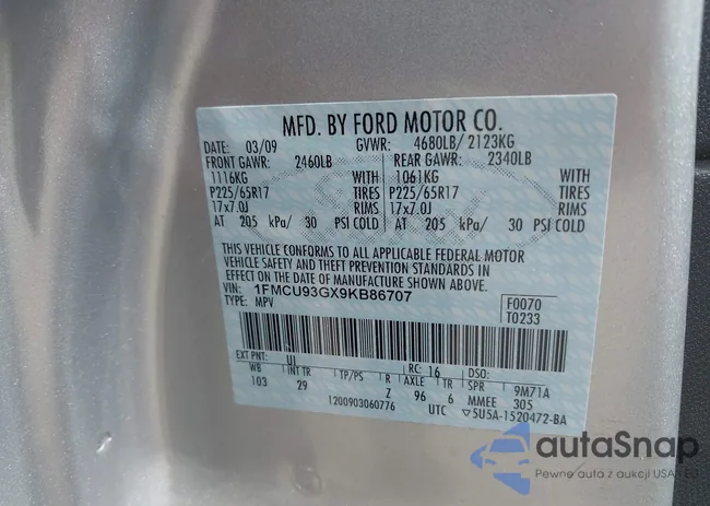 1FMCU93GX9KB86707: 42156153