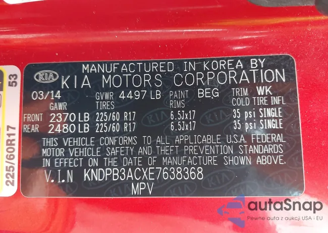 KNDPB3ACXE7638368: 42156215