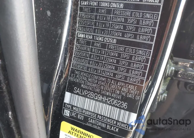 SALVP2BG9HH206236: 42156216