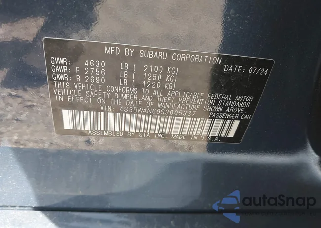 4S3BWAN69S3005337: 42156286