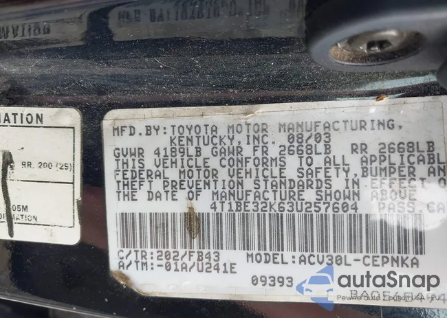 4T1BE32K63U257604: 42156355