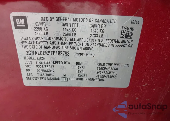 2GNALCEK5F6182793: 42157135