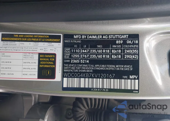 WDC0G4KB7KV120167: 42157254