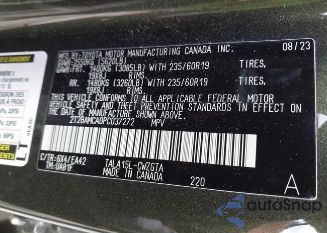 2T2BAMCA0PC037272: 42157256