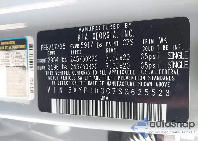 5XYP3DGC7SG625523: 42157469