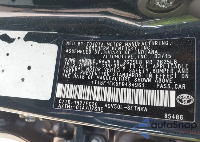 4T4BF1FK6FR484961: 42159047