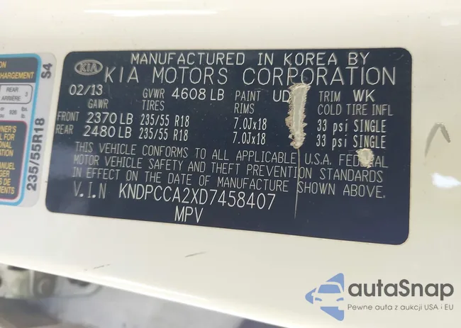 KNDPCCA2XD7458407: 42158182