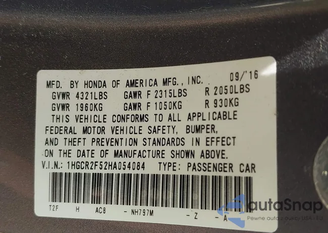 1HGCR2F52HA054084: 42158478