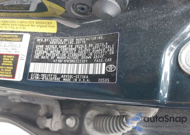 4T1BF1FK3HU322301: 42159837