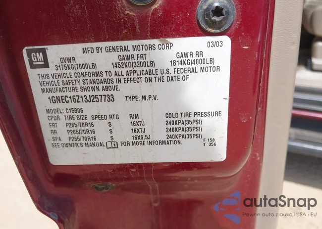 1GNEC16Z13J257733: 42159861