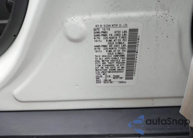 JN8AT2MV4KW380591: 42160076