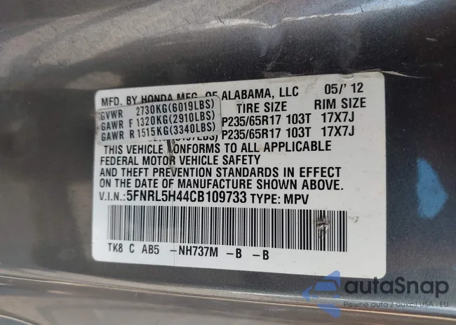 5FNRL5H44CB109733: 42159232