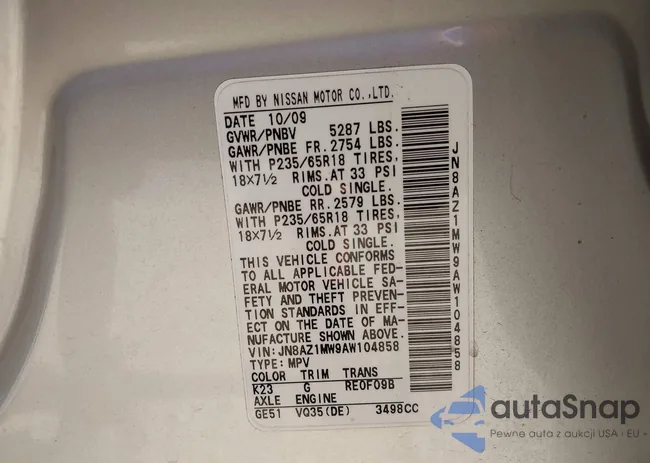 JN8AZ1MW9AW104858: 42160570