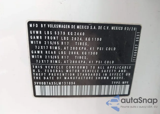 3VV0B7AX5LM131894: 42160573