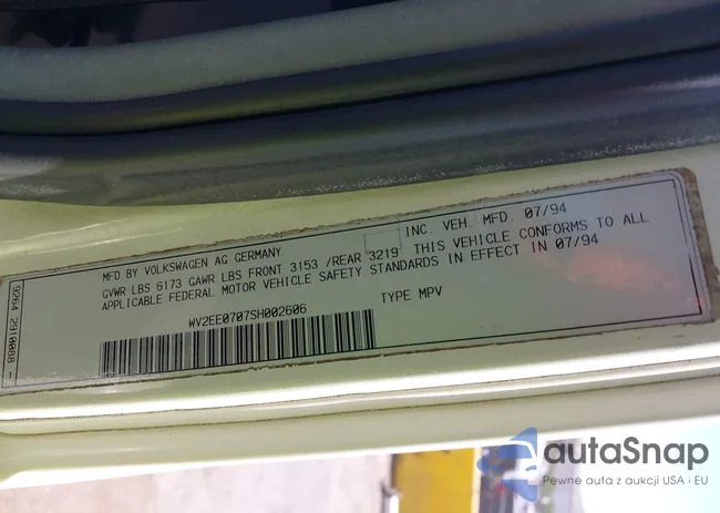 WV2EE0707SH002606: 42160803