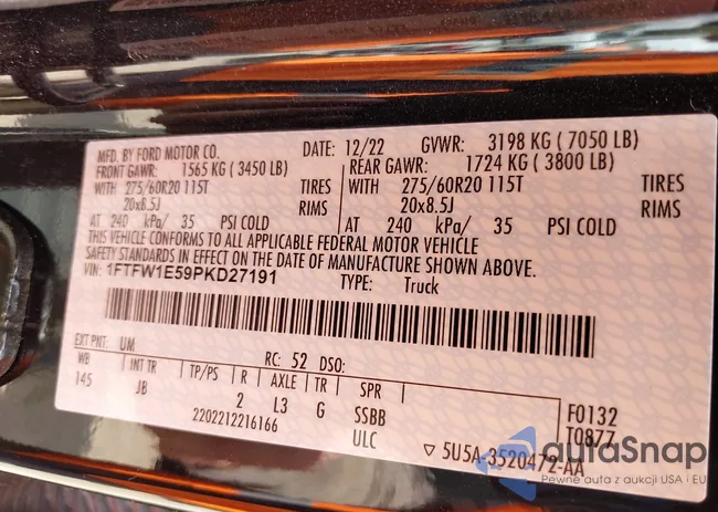 1FTFW1E59PKD27191: 42160853