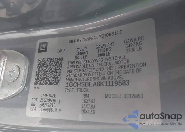 1GCHSBEA8K1119583: 42160985