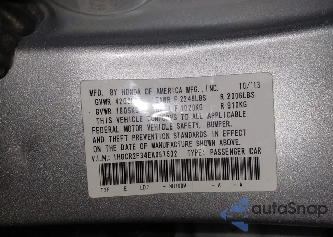 1HGCR2F34EA057532: 42160316