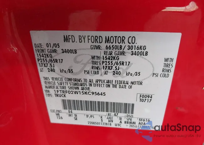 1FTRF02W15KC95645: 42160351