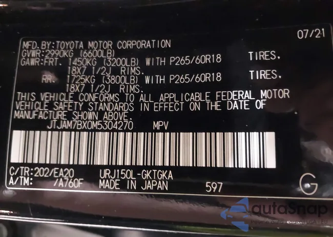 JTJAM7BX0M5304270: 42161775