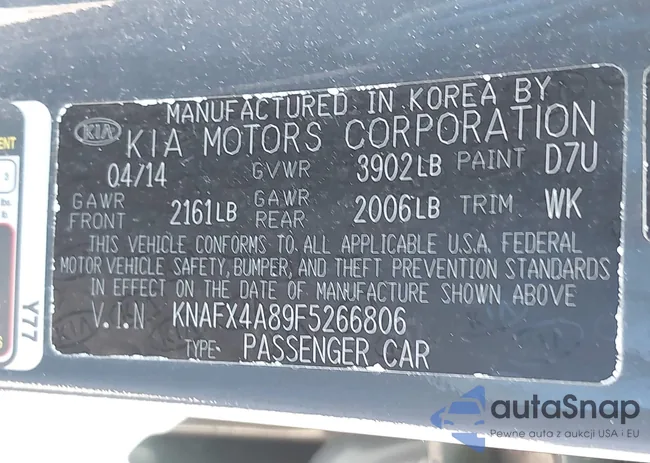 KNAFX4A89F5266806: 42162012