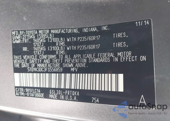 5TDYK3DC3FS556859: 42161107