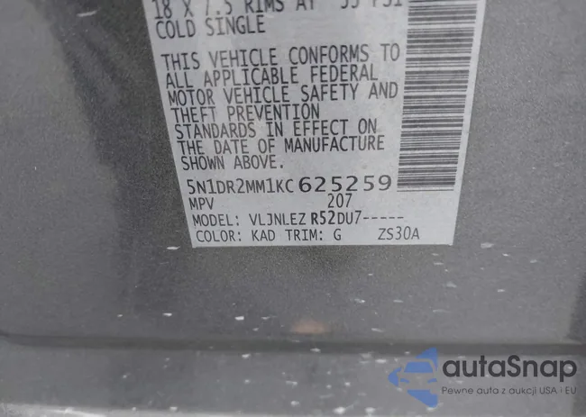 5N1DR2MM1KC625259: 42161242