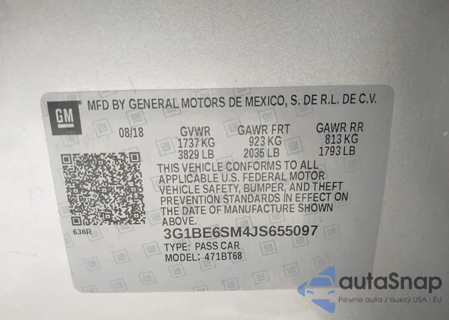 3G1BE6SM4JS655097: 42161263