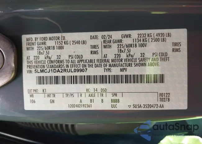 5LMCJ1DA2RUL09907: 42161283