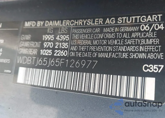 WDBTJ65J65F126977: 42161292