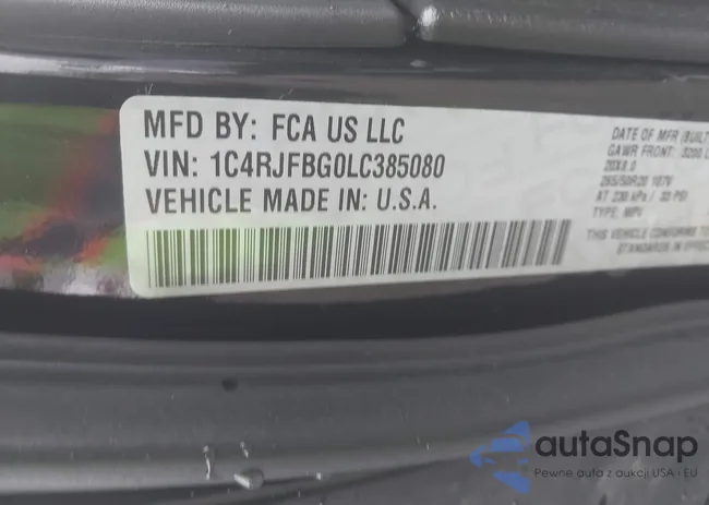 1C4RJFBG0LC385080: 42162766