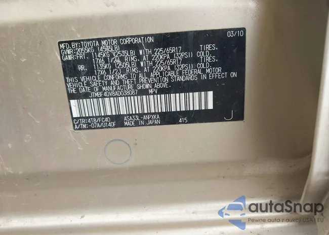 JTMBF4DV8AD038087: 42163625