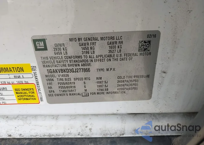 5GAKVBKD3GJ277866: 42163808