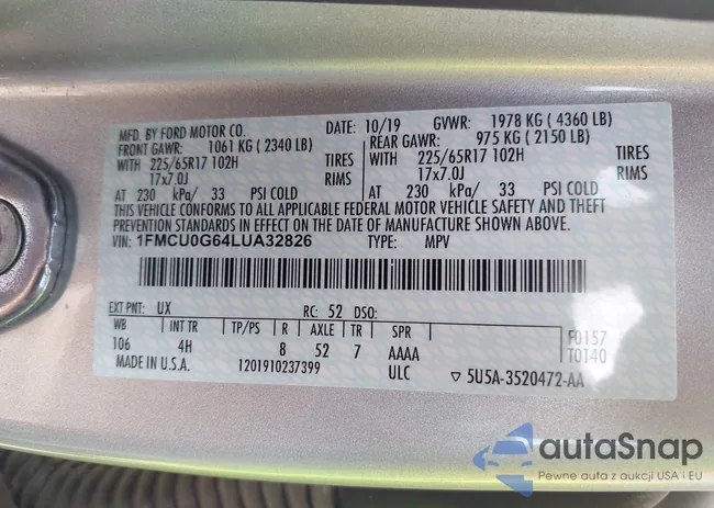 1FMCU0G64LUA32826: 42163845