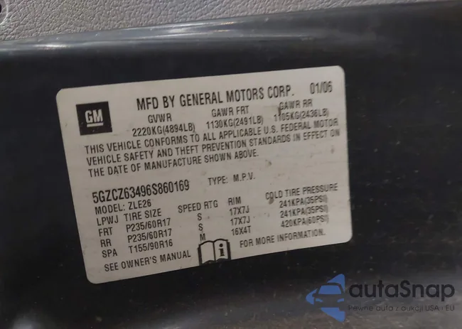 5GZCZ63496S860169: 42163853