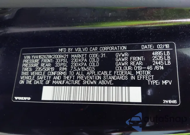 YV4162XZ8K2008421: 42163876