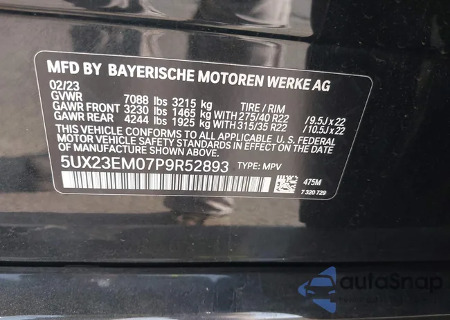 5UX23EM07P9R52893: 42163975
